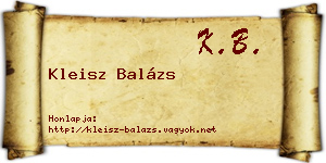 Kleisz Balázs névjegykártya